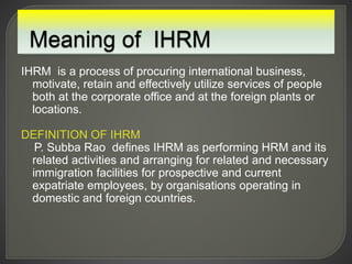 International Human Resource Management - Meaning, Nature ...