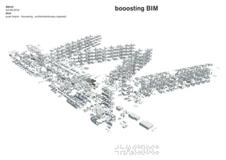 booosting BIMdatum
24-09-2013
door
joost heijnis - booosting - architectenbureau cepezed
 