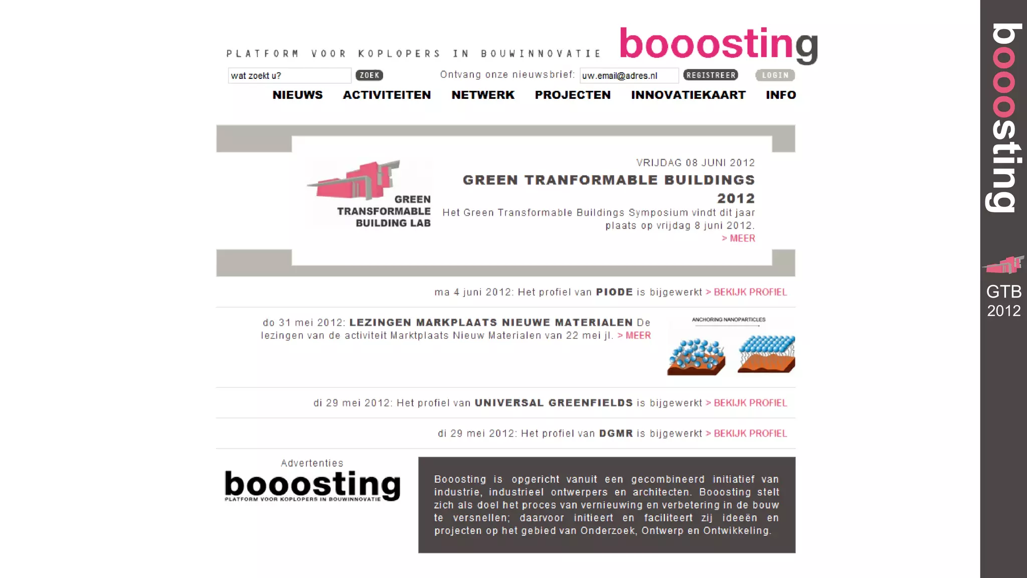 booosting
           GR
  TRANSFORMA


 GTB
     BUILDING




 2012
 