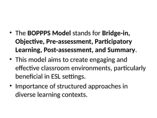 Bopppps Model Examples BOOPS model.pptx lesson planning before conducting session | PPTX