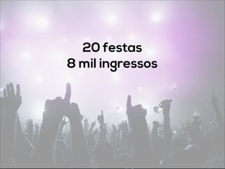 20 festas
8 mil ingressos
 