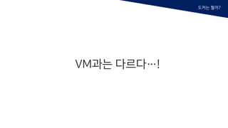 VM과는 다르다…!
도커는 뭘까?
 