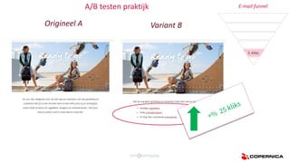 Origineel A Variant B
A/B testen praktijk E-mail funnel
5. Kliks
 