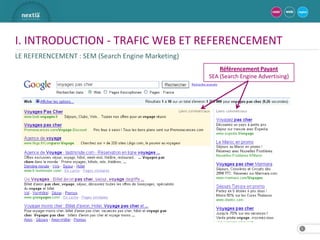 I. INTRODUCTION - TRAFIC WEB ET REFERENCEMENT
LE REFERENCEMENT : SEM (Search Engine Marketing)
                                                       Référencement Payant
                                                   SEA (Search Engine Advertising)




                                                                                     5
 