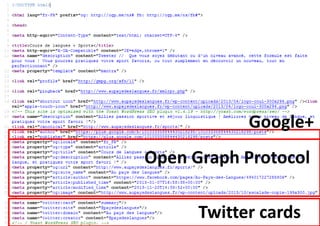 Google+
Open Graph Protocol
Twitter cards

 