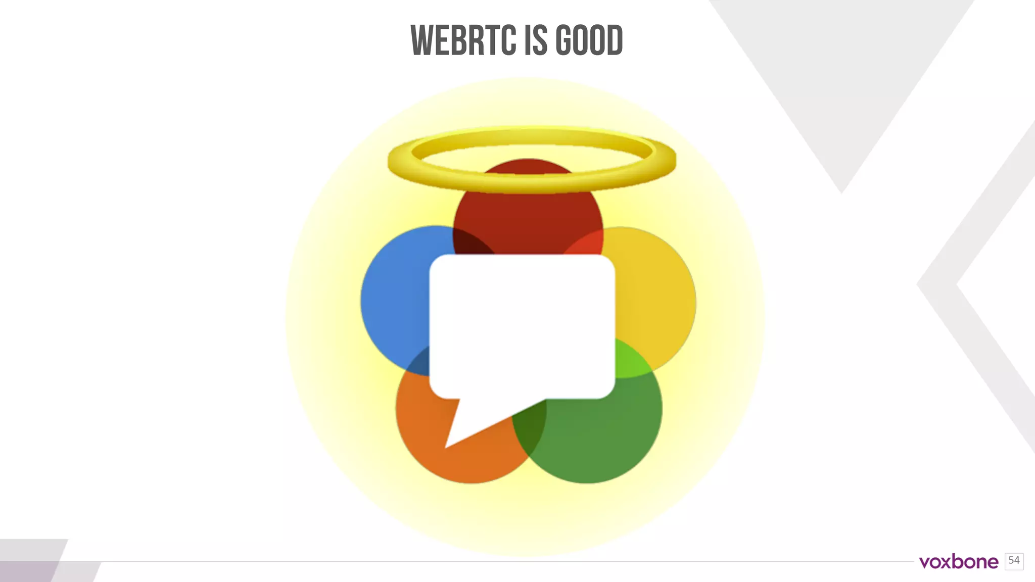 54
WEBRTC IS GOOD
 