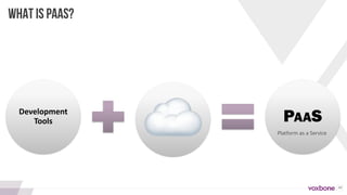 48
Development	
Tools PAAS
WHAT IS PAAS?
☁ Platform as a Service
 
