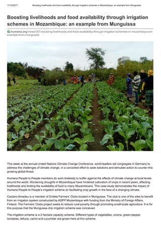 Boosting Livelihoods and Food Availability Through Irrigation Schemes in Mozambique