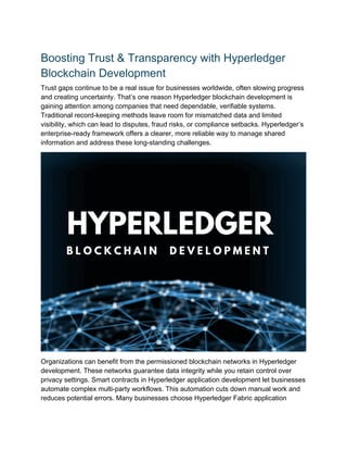 Building Trust at Scale with Hyperledger Blockchain Solutions | PDF