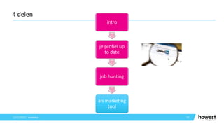 75
4 delen
12/12/2021 Voettekst
intro
je profiel up
to date
job hunting
als marketing
tool
 