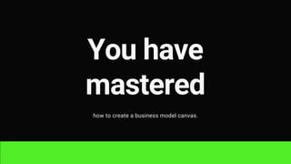 You have
mastered
how to create a business model canvas.
 