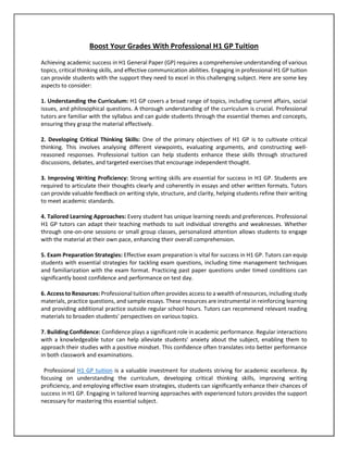 Boost Your Grades with Professional H1 GP Tuition | PDF | Educational ...