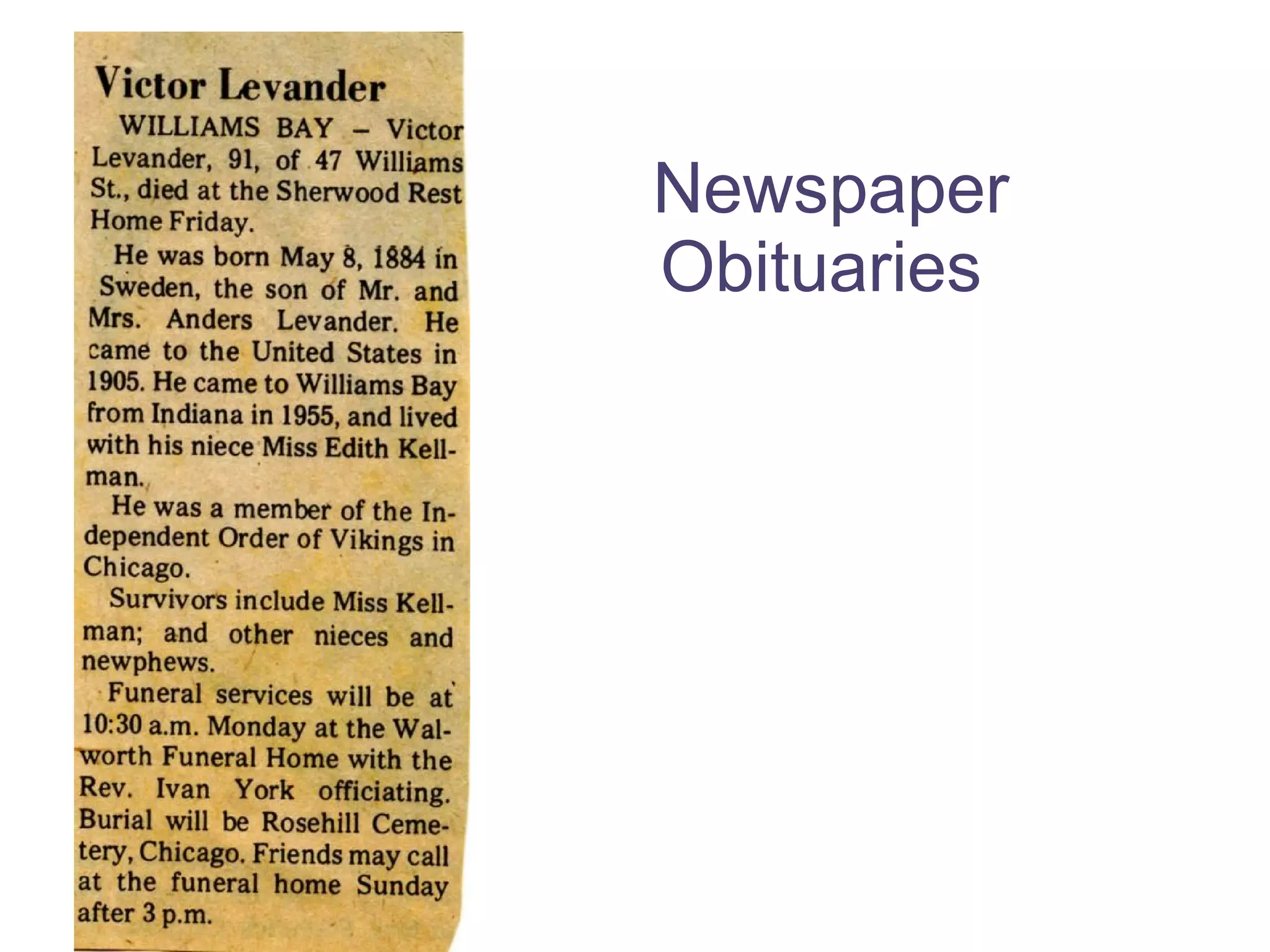 Newspaper Obituaries   
