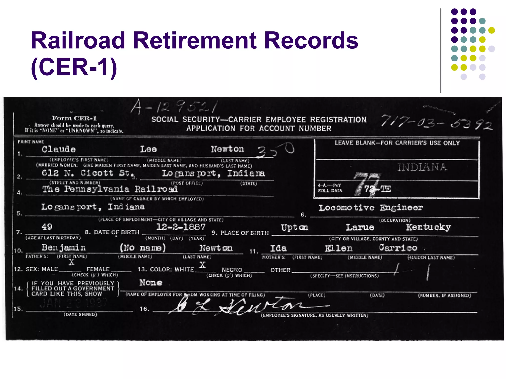 Railroad Retirement Records  (CER-1) 