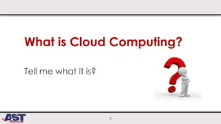 3
What is Cloud Computing?
Tell me what it is?
 