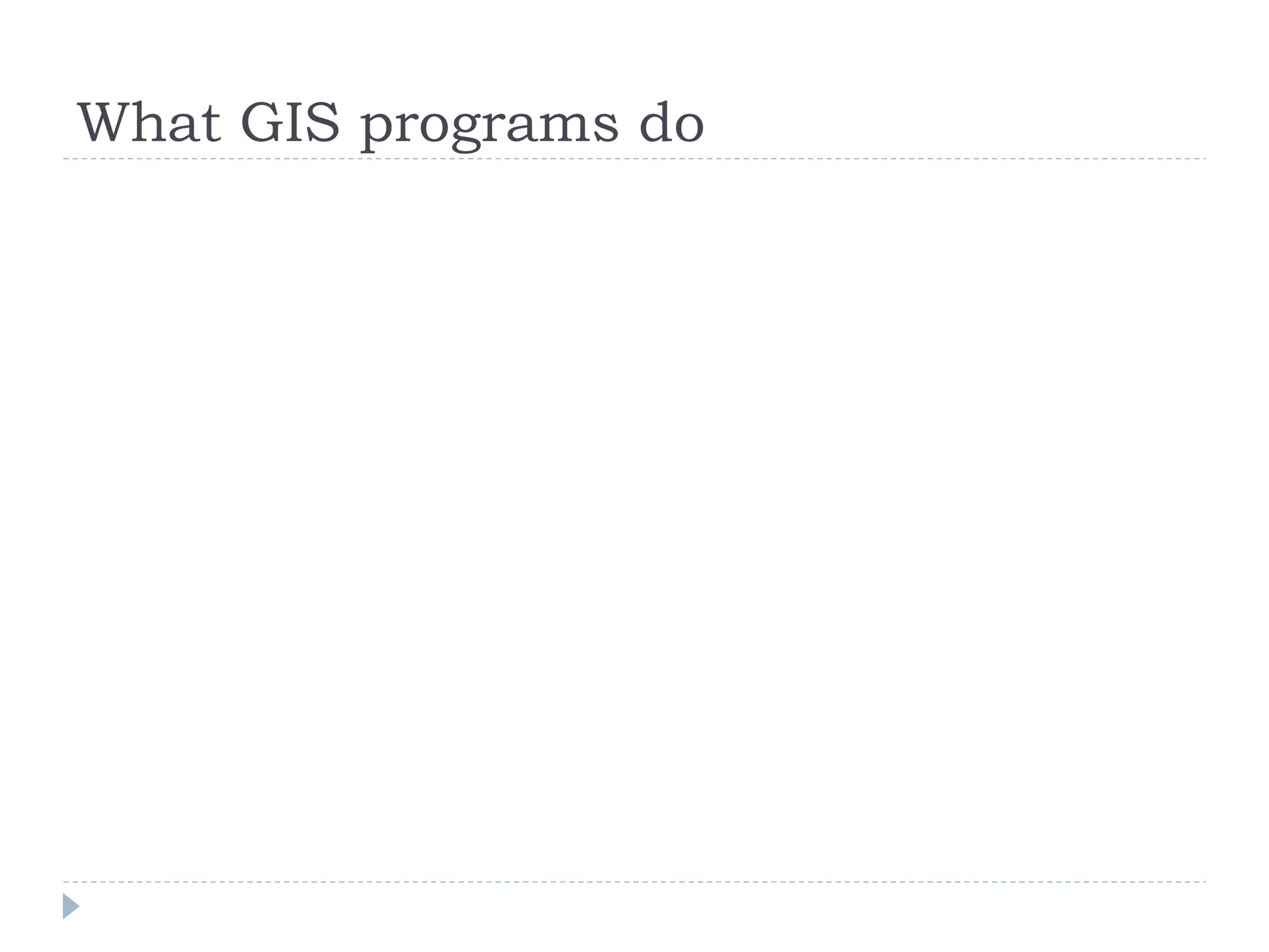 What GIS programs do
 