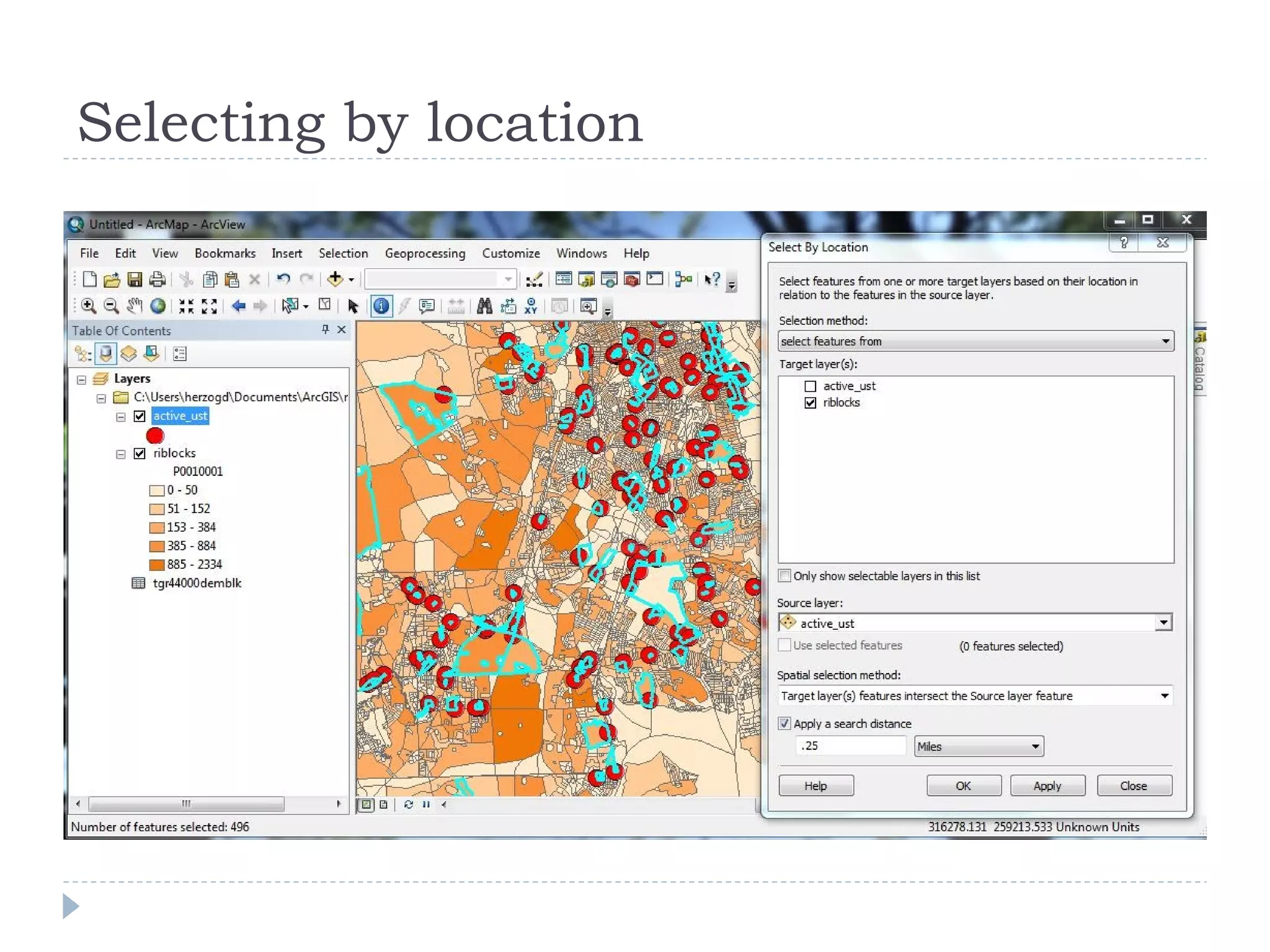 Selecting by location
 