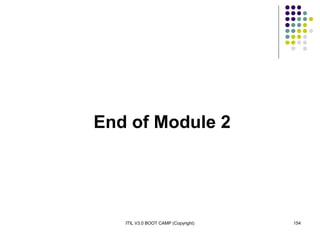 ITIL V3.0 BOOT CAMP (Copyright) 154
End of Module 2
 