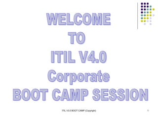 ITIL V3.0 BOOT CAMP (Copyright) 1
 