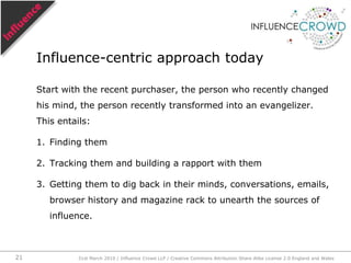 Maturity of influence approach31st March 2010 / Influence Crowd LLP / Creative Commons Attribution Share Alike License 2.0 England and Wales18