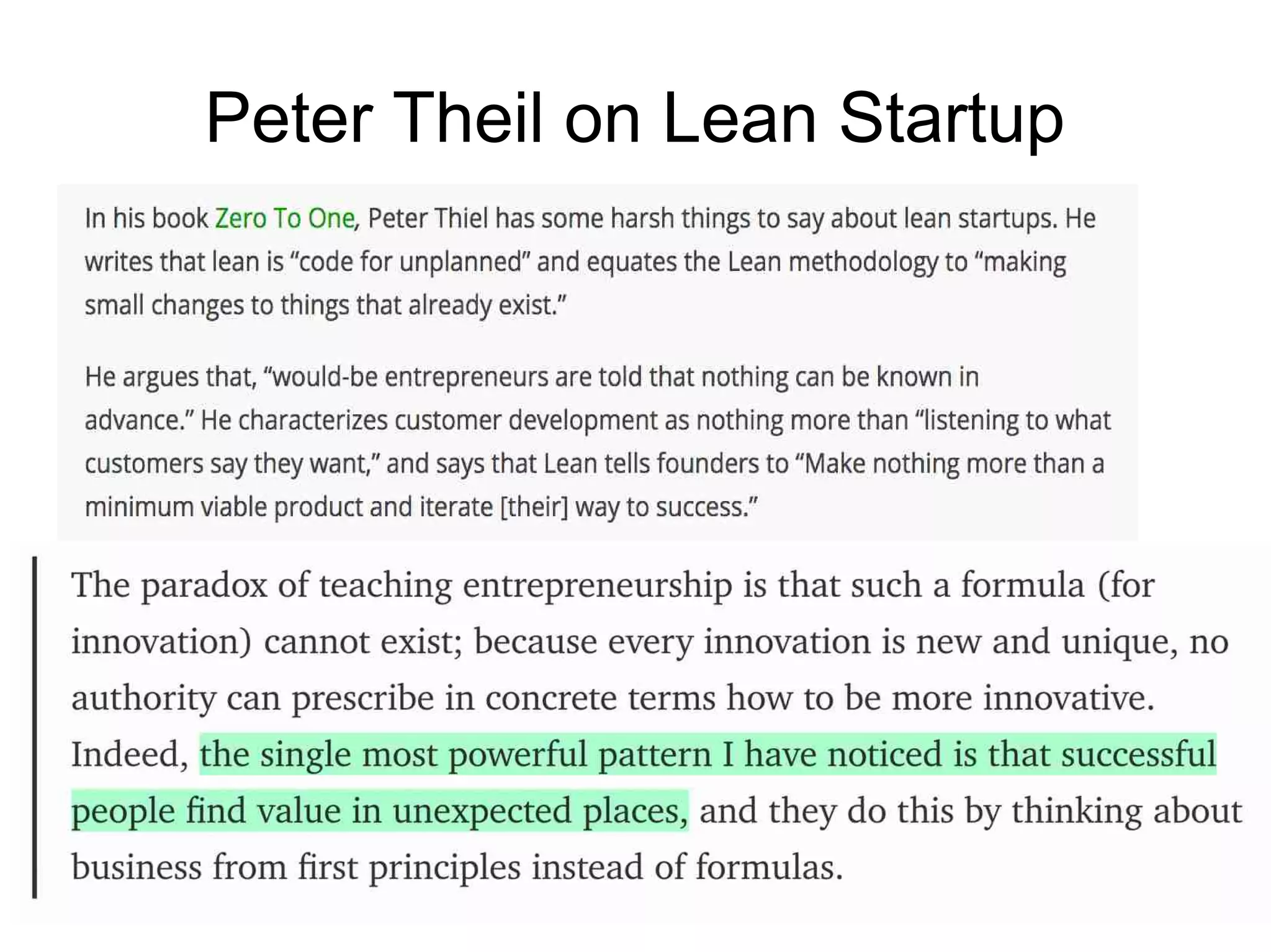 Peter Theil on Lean Startup
 