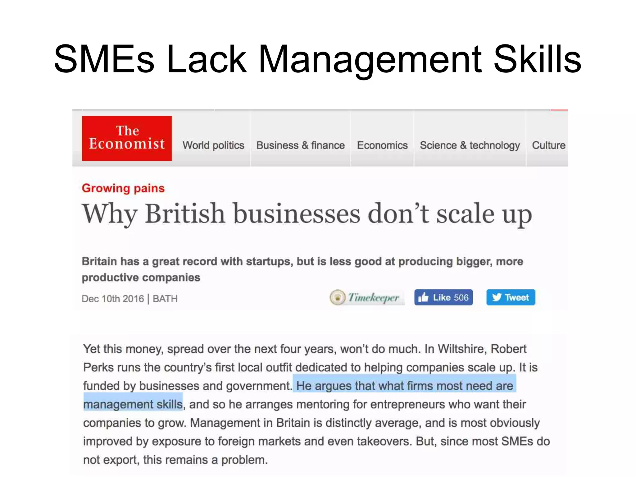 SMEs Lack Management Skills
 