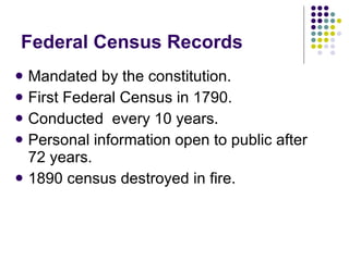 Federal Census Records 1790-1930