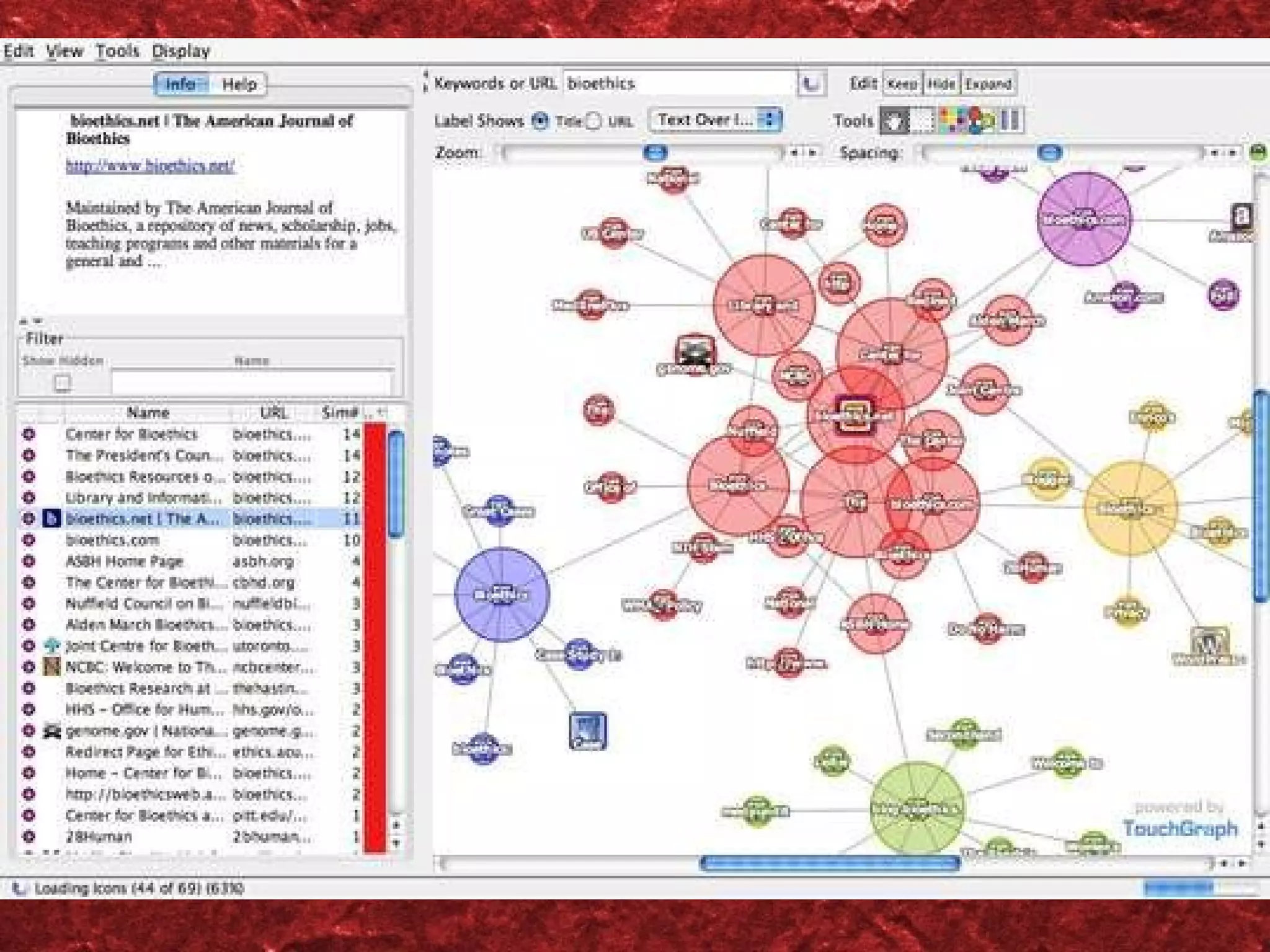 Touchgraph  Web search for bioethics 