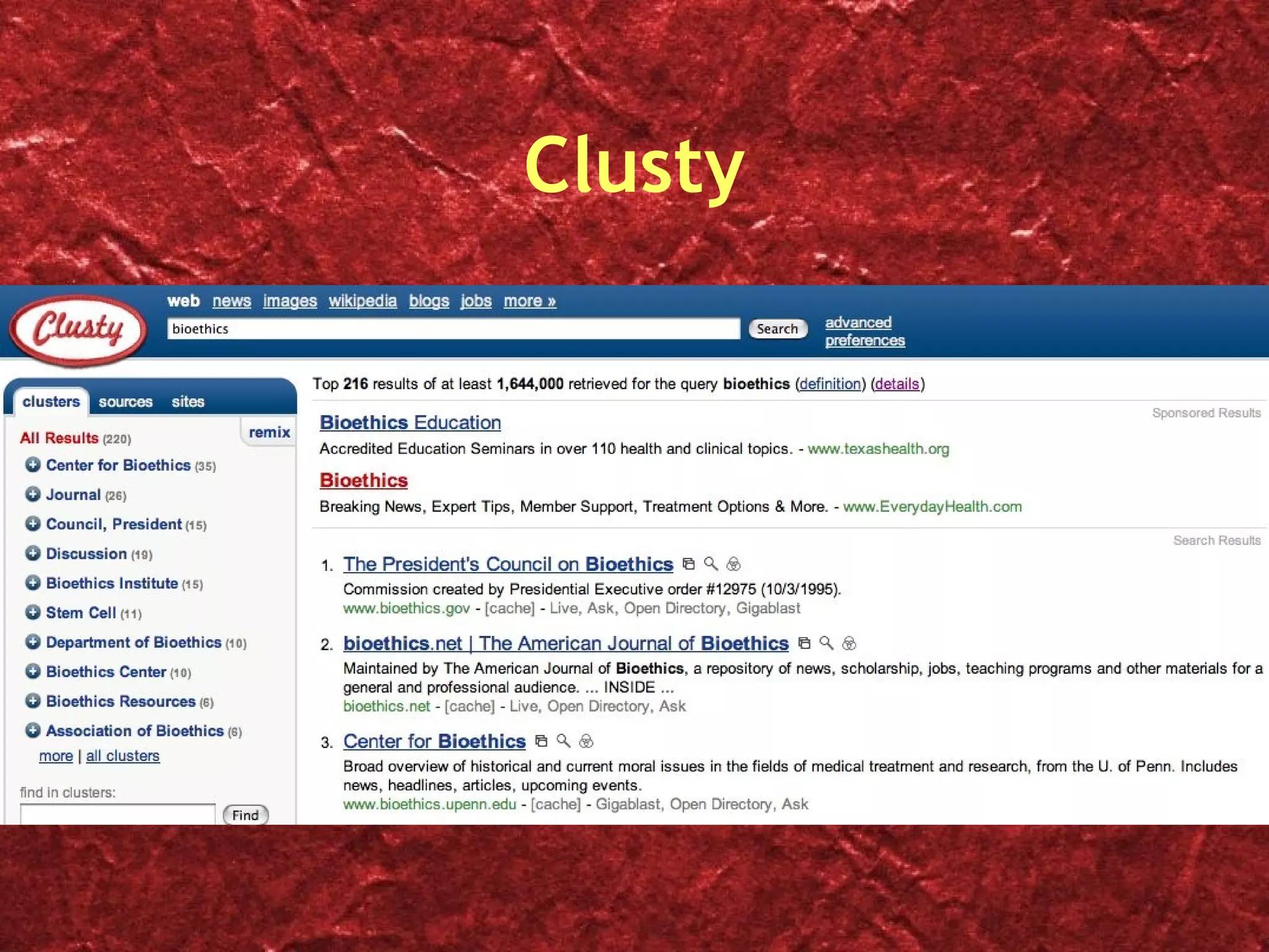 Clusty Bioethics - concepts 