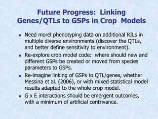 Virtual Crop Modeling for Genetic Improvement and Understanding G x E Interactions