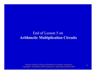 Schaum’s Outline of Theory and Problems of Computer Architecture
Copyright © The McGraw-Hill Companies Inc. Indian Special Edition 2009
35
End of Lesson 5 on
Arithmetic Multiplication Circuits
 