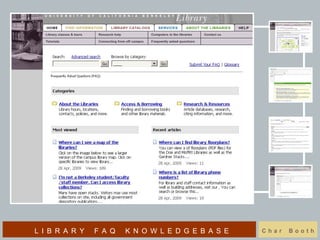 LIBRARY   FAQ   KNOWLEDGEBASE   Char   Booth
 