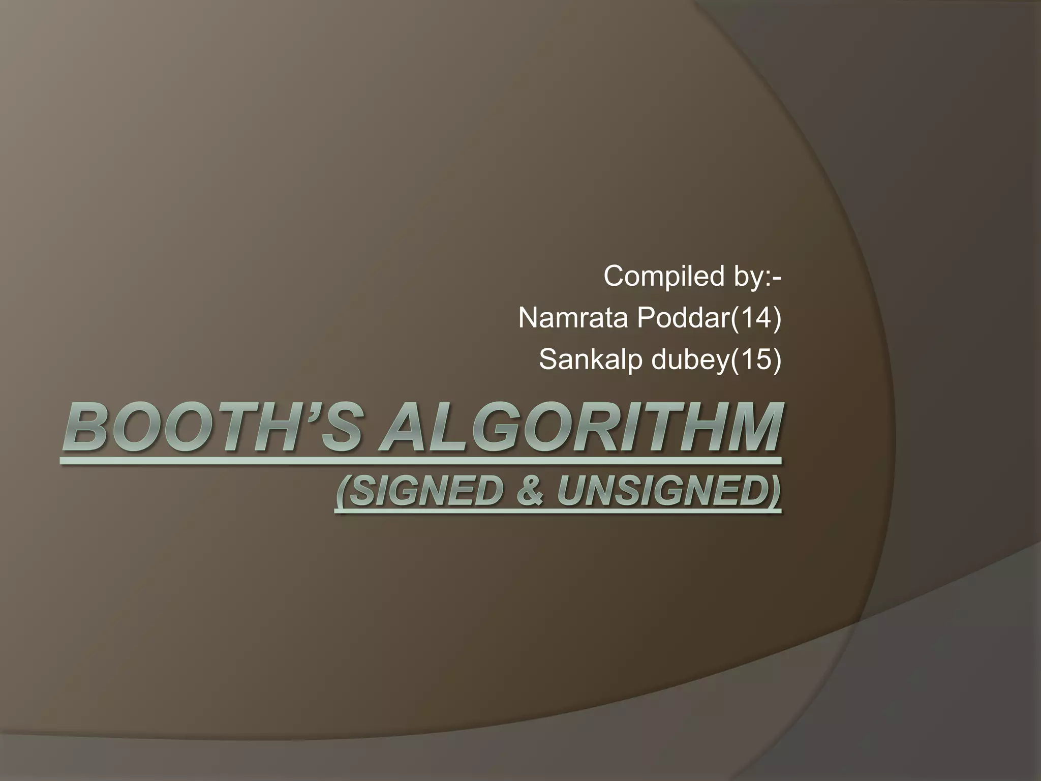 Booth’s algorithm.(a014& a015) | PPTX