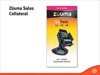 Züuma Sales
                 Collateral



   Comes with an adjustable
bracket. Ideal for cell phones.
      Inner diameter : 55mm
     Outer diameter : 140mm




                                  Please call us at
                                  877-90-ZUUMA.

                                  Or, you can email our North American
                                  Sales & Distribution Manager,
                                  Michael Zakkour, at:

                                  michael.zakkour@myzuuma.com.
 