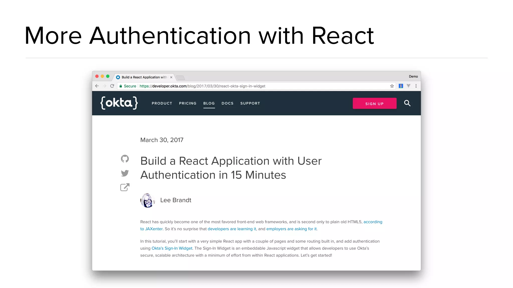 More Authentication with React
 