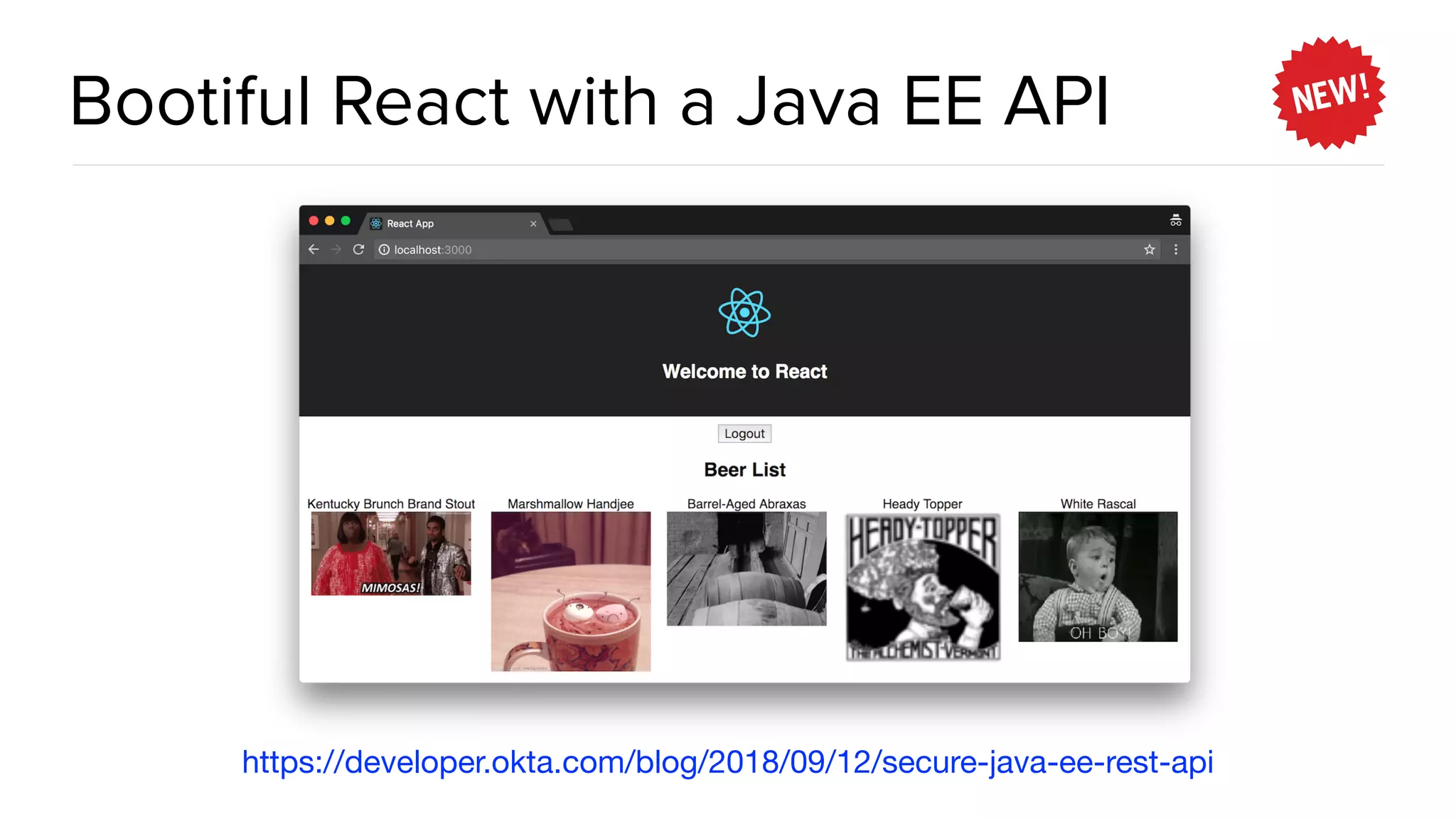 Bootiful React with a Java EE API
https://developer.okta.com/blog/2018/09/12/secure-java-ee-rest-api
 