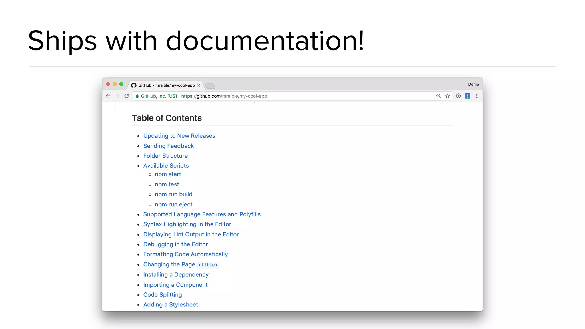 Ships with documentation!
 