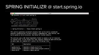 SPRING INITIALIZR @ start.spring.io
 