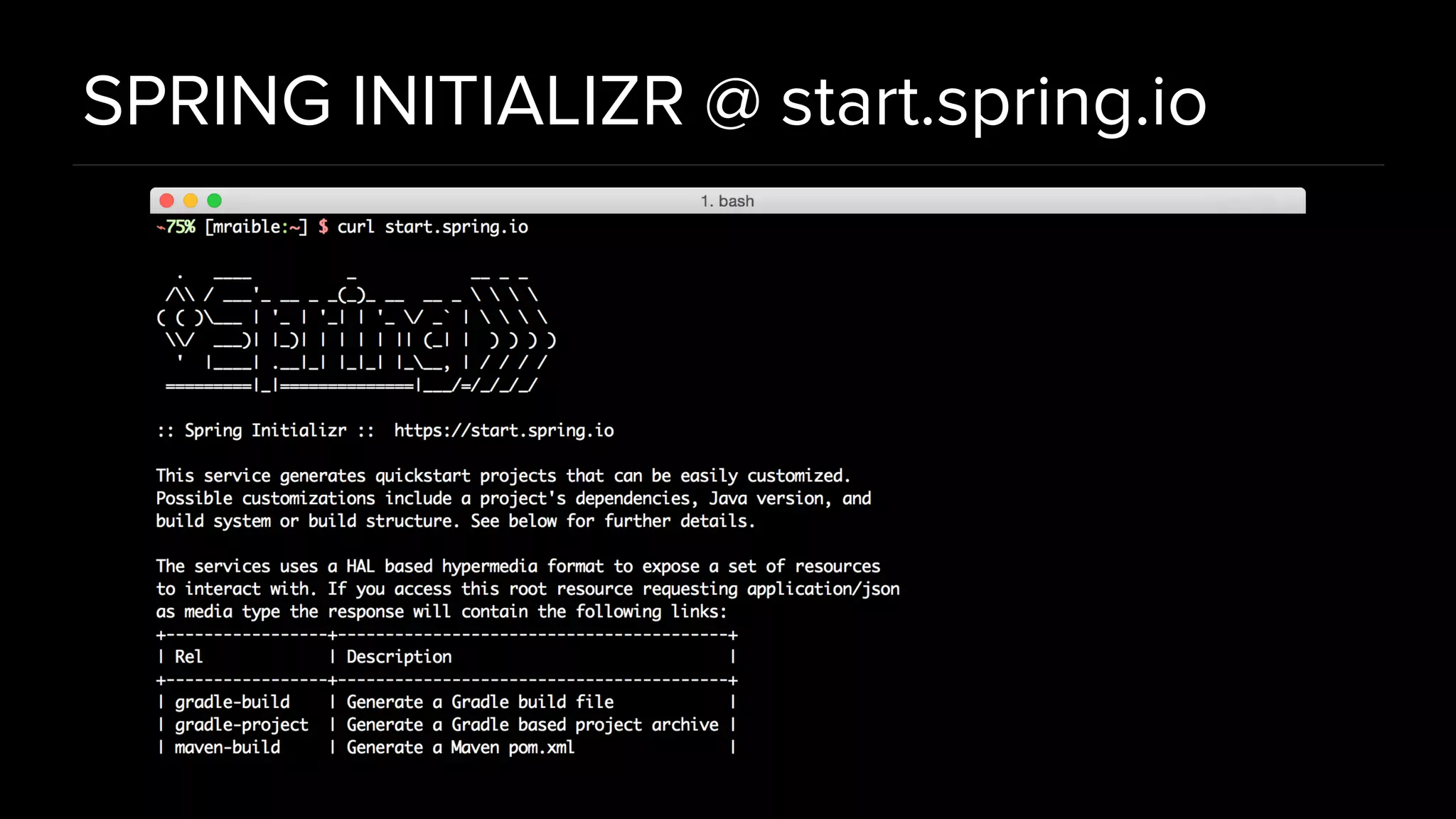 SPRING INITIALIZR @ start.spring.io 