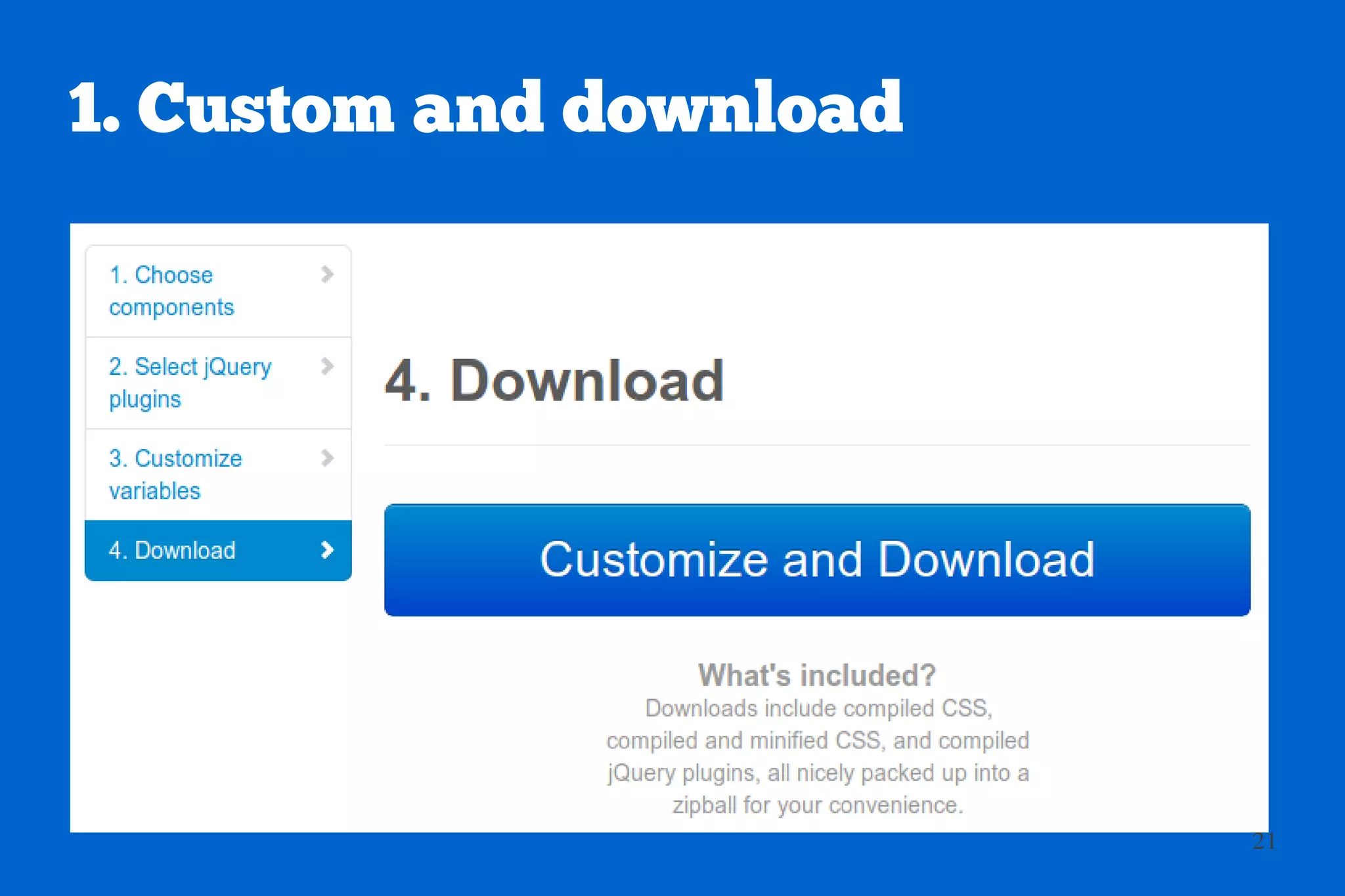1. Custom and download




                         21
 