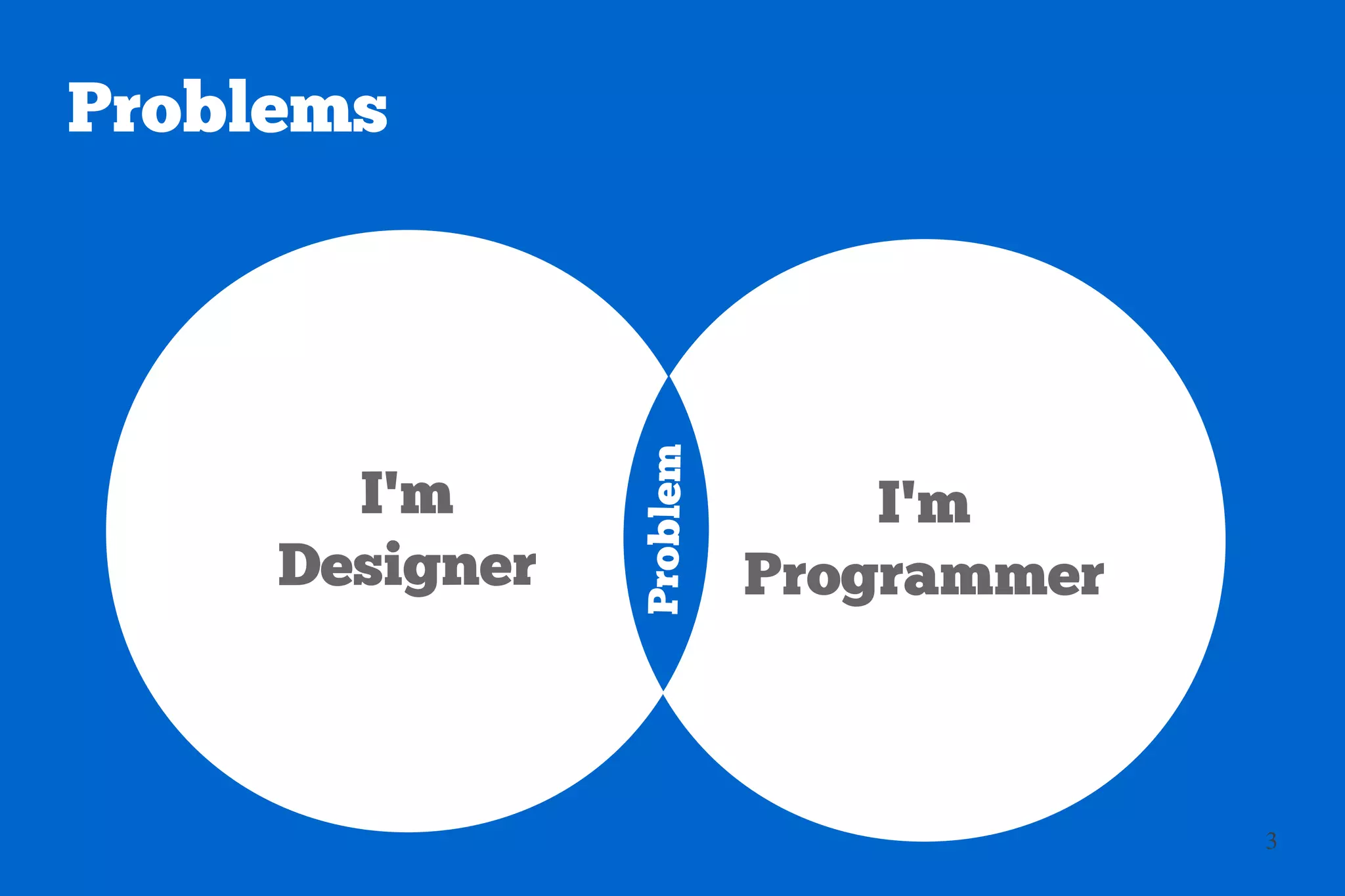 Problems




           Problem
                         I'm
                     Programmer



                                  3
 