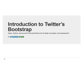 Introduction to Twitter’s
Bootstrap

   by @julienrenaux @eBay
 