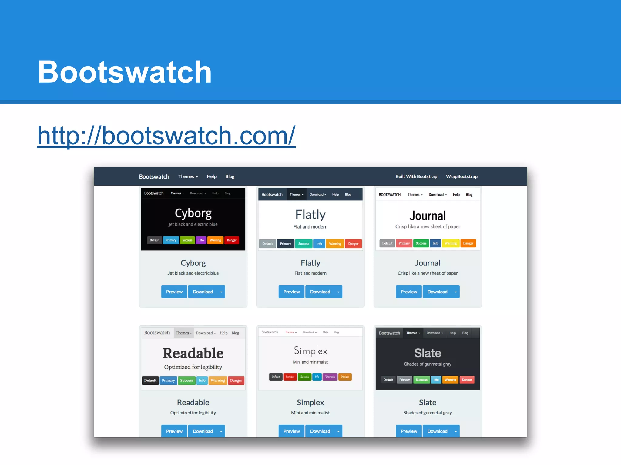 Bootswatch
http://bootswatch.com/
 