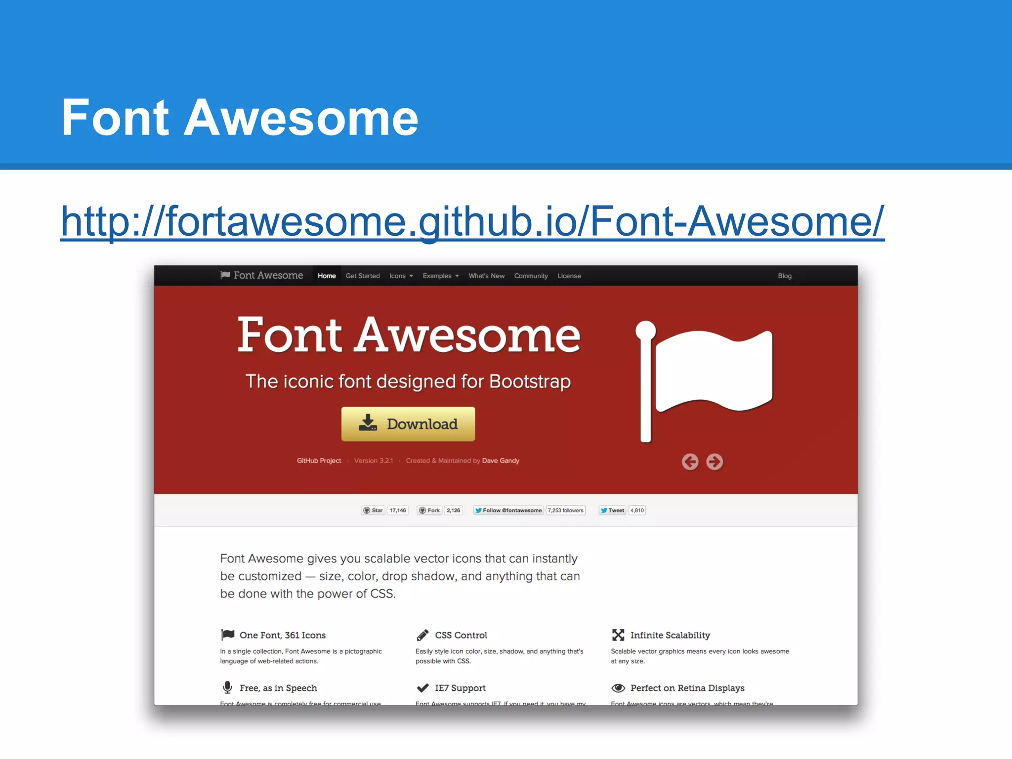 Font Awesome
http://fortawesome.github.io/Font-Awesome/
 