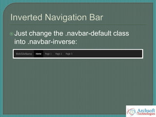 Just change the .navbar-default class
into .navbar-inverse:
 