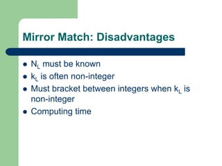 Mirror Match: Disadvantages
 NL must be known
 kL is often non-integer
 Must bracket between integers when kL is
non-integer
 Computing time
 
