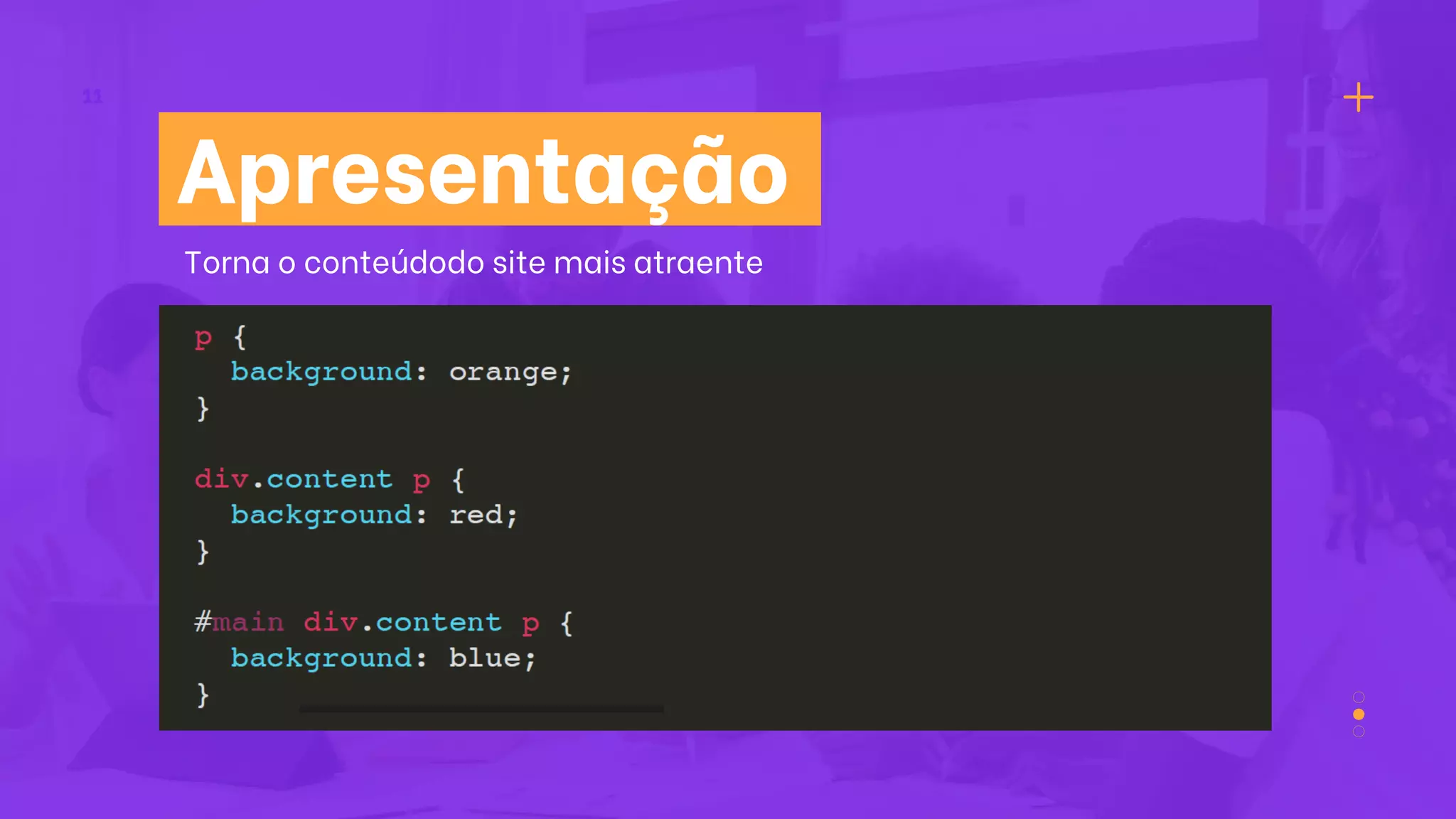 11
Apresentação
Torna o conteúdodo site mais atraente
 