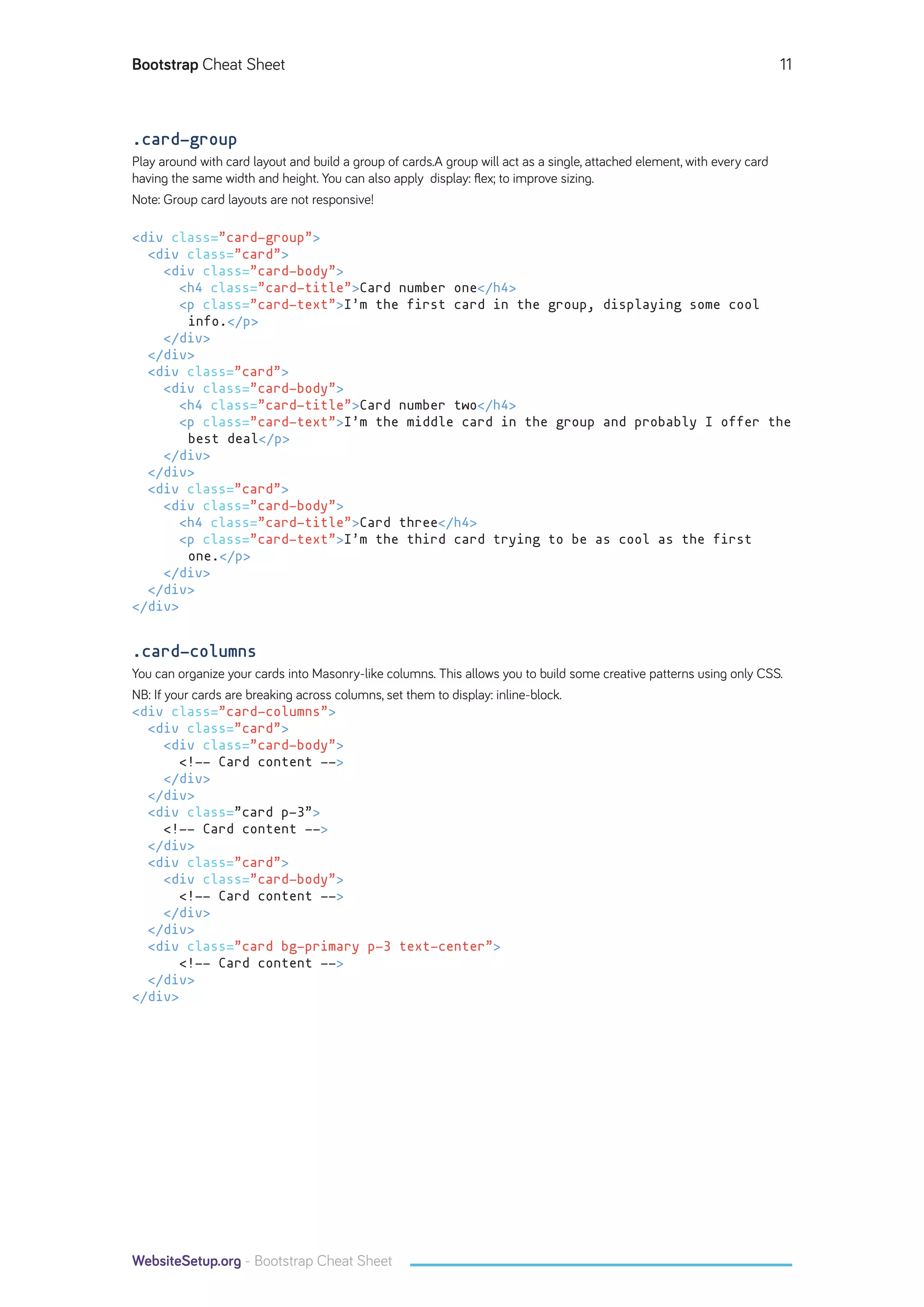 Bootstrap cheat-sheet-websitesetup.org | PDF