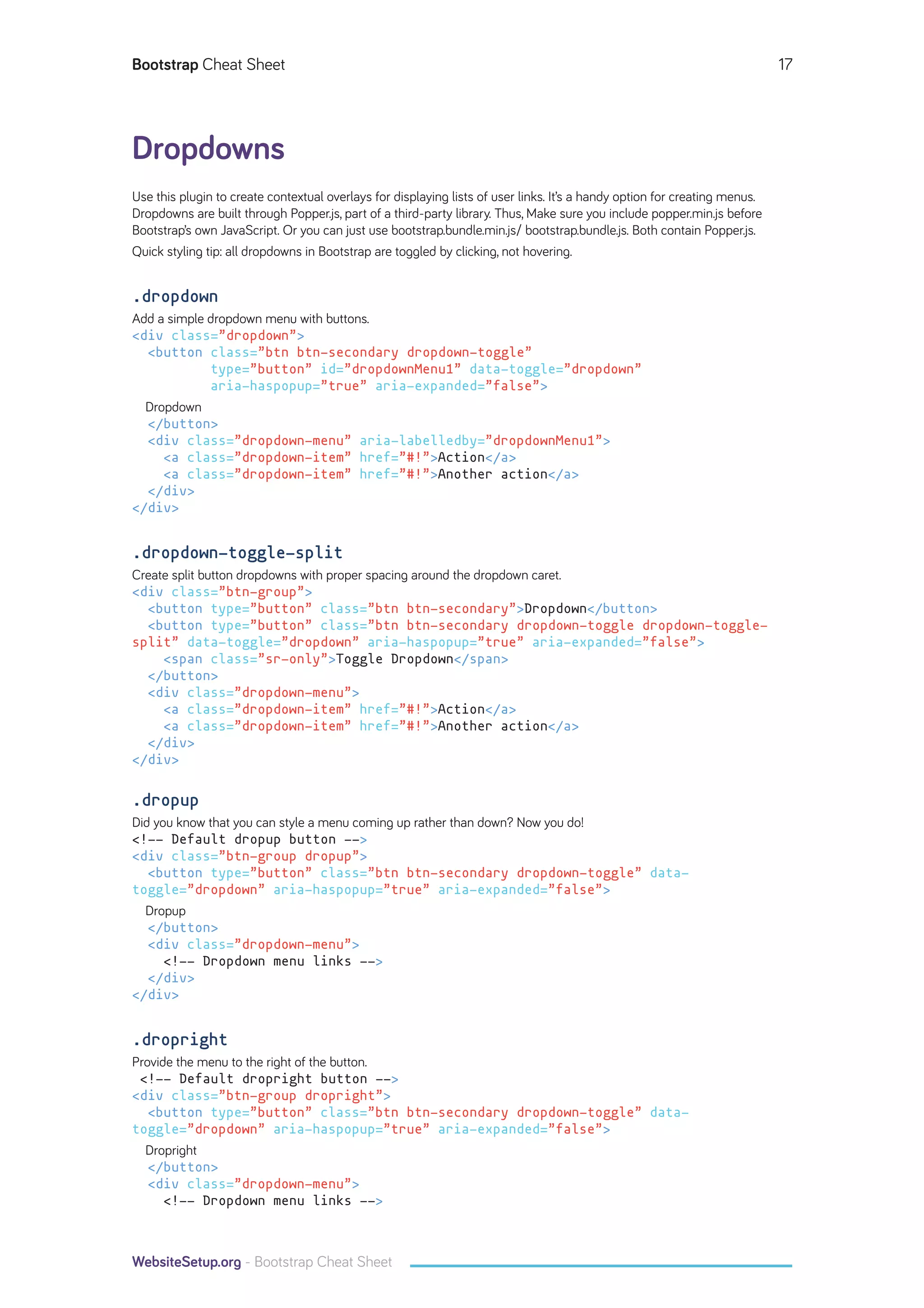 Bootstrap cheat-sheet-websitesetup.org | PDF