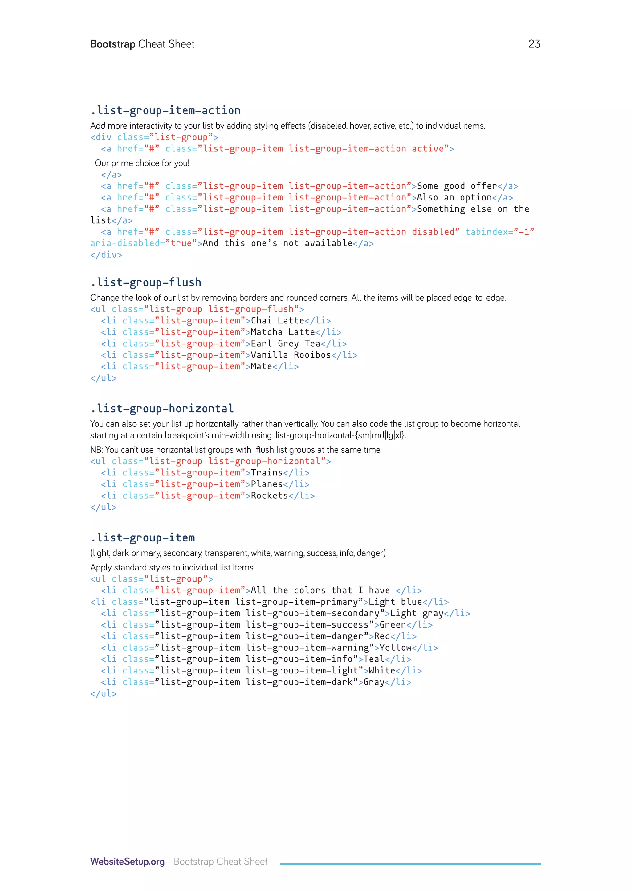 Bootstrap cheat-sheet-websitesetup.org | PDF